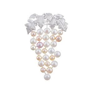 SV 淡水真珠 カラフルマルチカラー メガグレープ ブローチ P 約10.0-12.0mm