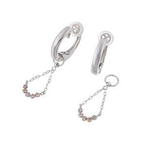 PT900/PT850/SVブラウンダイヤチャーム&フェザータッチイヤリング2点セット