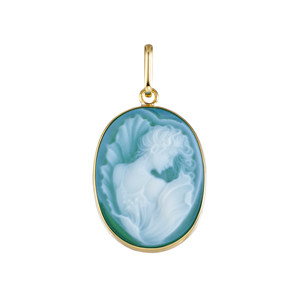 K18YG メノウカメオ ペンダントトップ カメオ 約20×15mm
