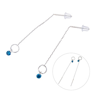 PT900 ブルーダイヤモンド(トリート) ピアス兼チャーム BD 約0.18ct