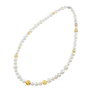 SVテリVeryGood白蝶真珠ナチュラルマルチカラーロングネックレス