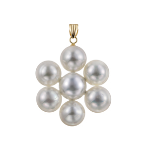 K18YG 白蝶真珠 フラワー ペンダントトップ P 約9.0mm