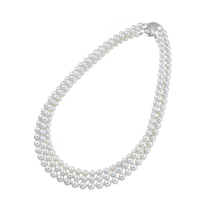 SVテリVeryGood越物アコヤ真珠ナチュラルカラー3連ネックレス