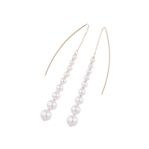 K18YG アコヤ真珠 グラデーション アメリカンピアス P 約2.5-5.0mm 縦 約50.0m