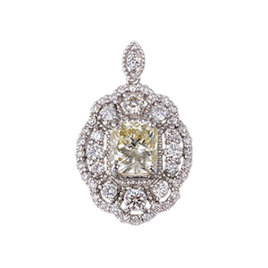 PT950 ライトイエローダイヤモンド ＆ ダイヤ ペンダントトップ YD 1.012ct(SI1)