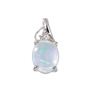 PT950 メキシコウォーターオパール ダイヤ ペンダントトップ OP 約1.40ct D 約0.0