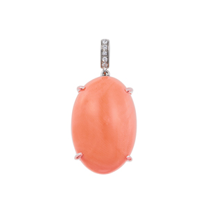 PT950 モモサンゴ ダイヤ ペンダントトップ COR 12.20ct D 0.02ct