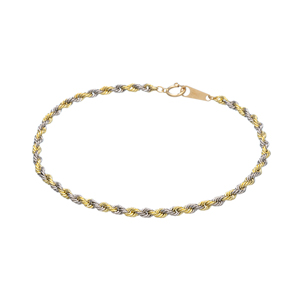 PT850/K18GG/YG トリカラーロープ ブレスレット 長さ 約18cm 幅 約2.7mm 重