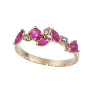 ルビーダイヤプラチナゴールドリング値下げ12号