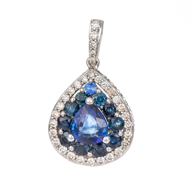 新品GSTV K18WGサファイア&ダイヤモンド ペンダントトップ