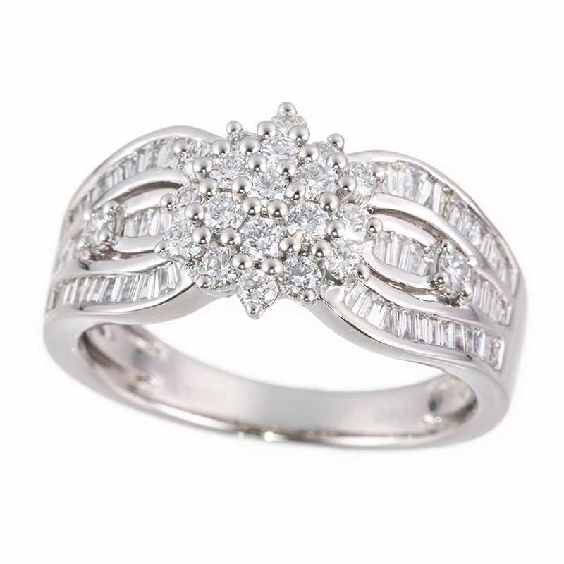 PT950 ダイヤモンド(リリーダイヤカット) & ダイヤ リング D 約0.45ct(LI) D 