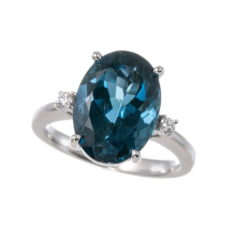 PT950 ロンドンブルートパーズ ダイヤ(リリーダイヤカット) リング TO 約6.00ct