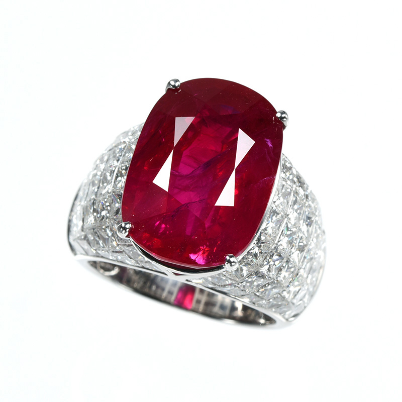 PT950 ベトナム産ルビー ダイヤ リング RB 15.167ct D 6.10ct