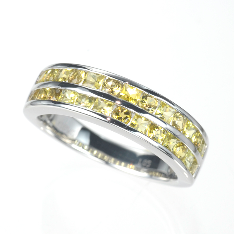 K18WG カナリートルマリン リング T 約1.05ct