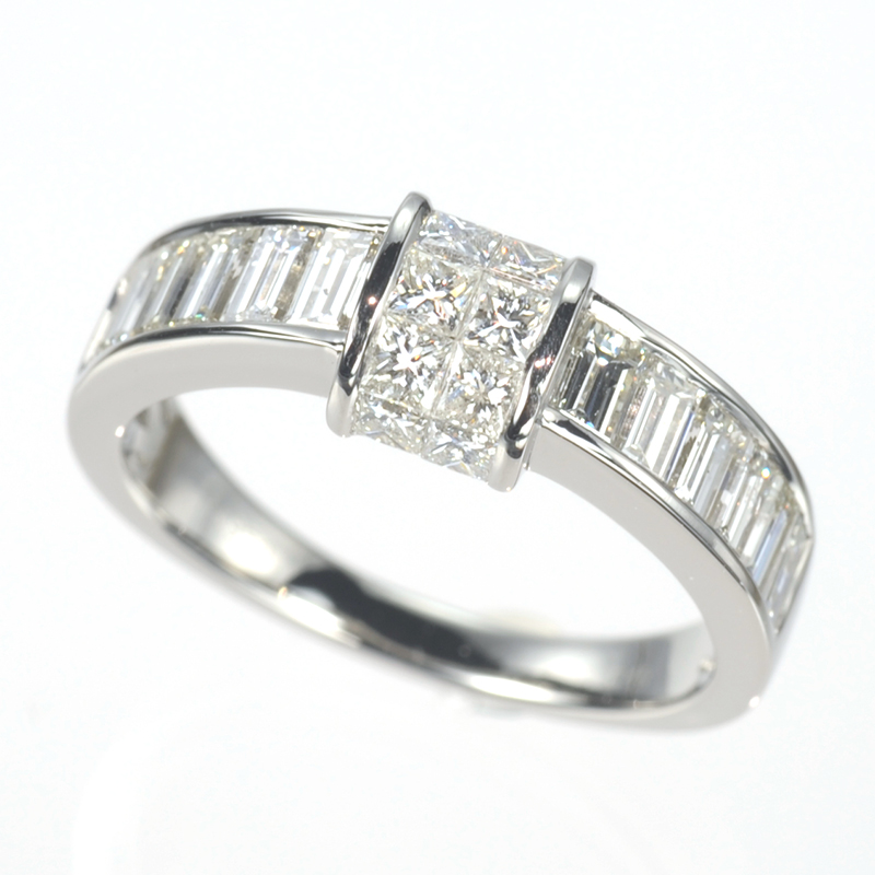 PT950 ダイヤモンド (リリーダイヤカット) ミステリーセッティング リング D 約1.40ct