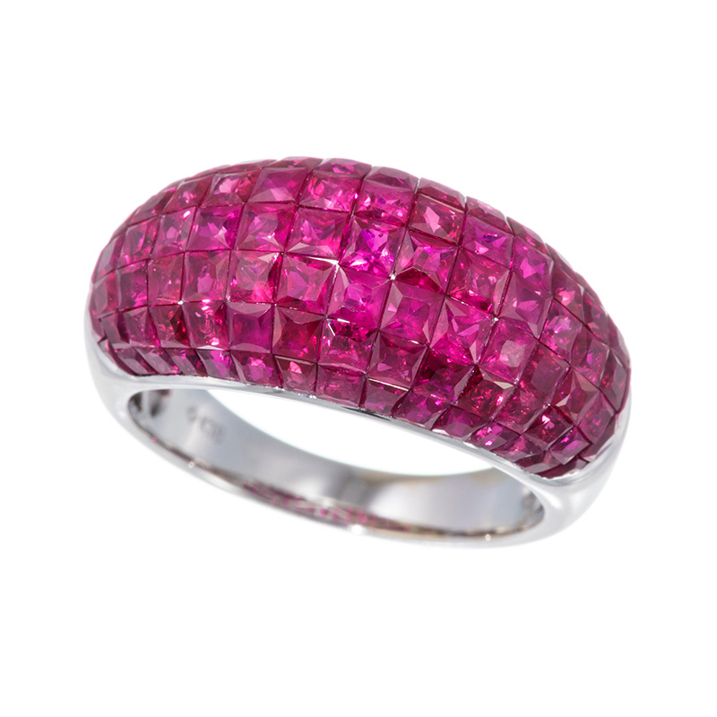 K18WG ルビー ミステリーセッティング リング RB 約4.50ct 