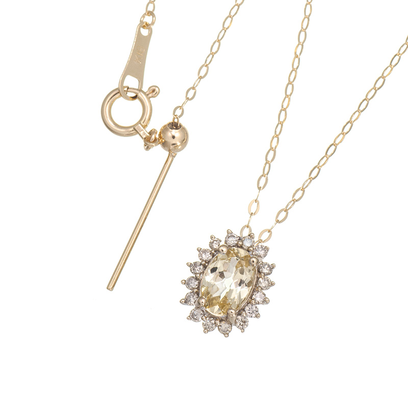 K18CG/YG シャンパンガーネット ブラウンダイヤ ネックレス