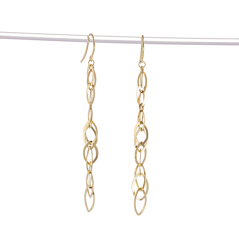 K18YG マーキスモチーフ ロングピアス 重量 約1.2ｇ