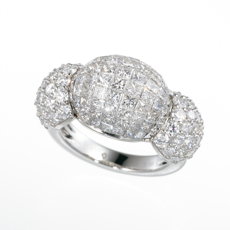 PT950 ダイヤモンド ＆ H＆Cダイヤ (リリーダイヤカット) ミステリーセッティング リング