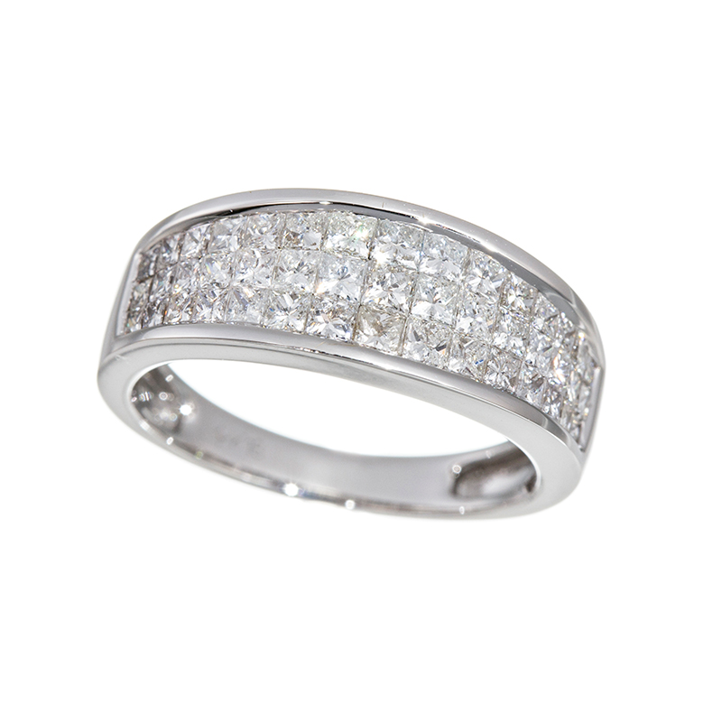 K18WG ダイヤモンド ミステリーセッティング リング D 約1.30ct 