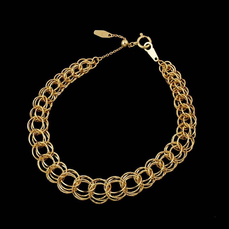 K18YG メニーサークル デザインチェーン ブレスレット 全長 約19.5cm