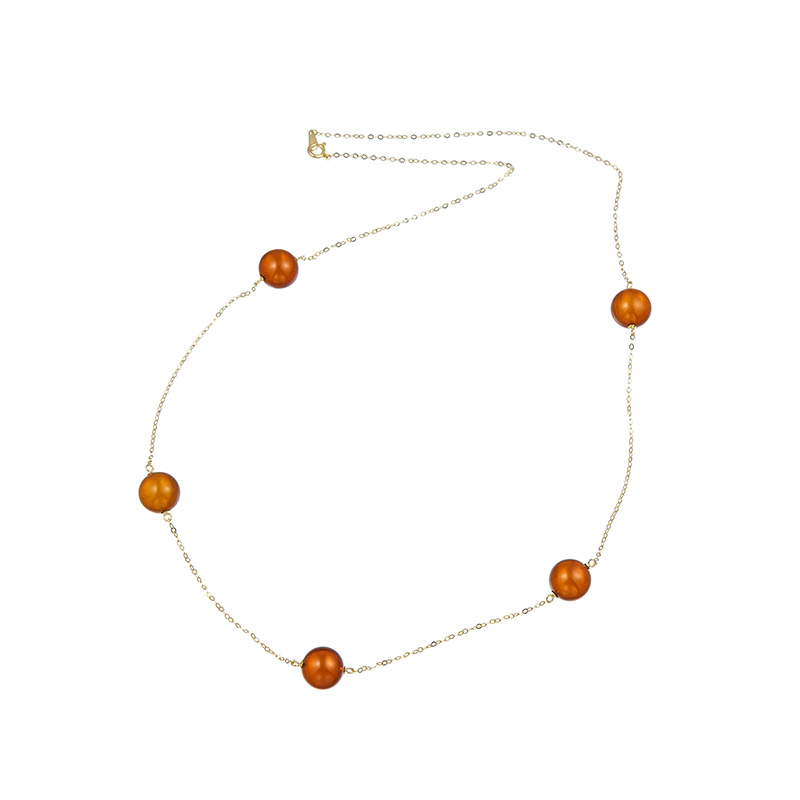 K18YG 琥珀 コニャックカラー ステーションネックレス