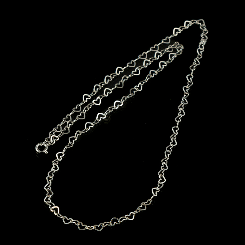 PT950 シャイニーハート チェーン ネックレス 全長 約45cm幅約2.9mm総重量約3.5g
