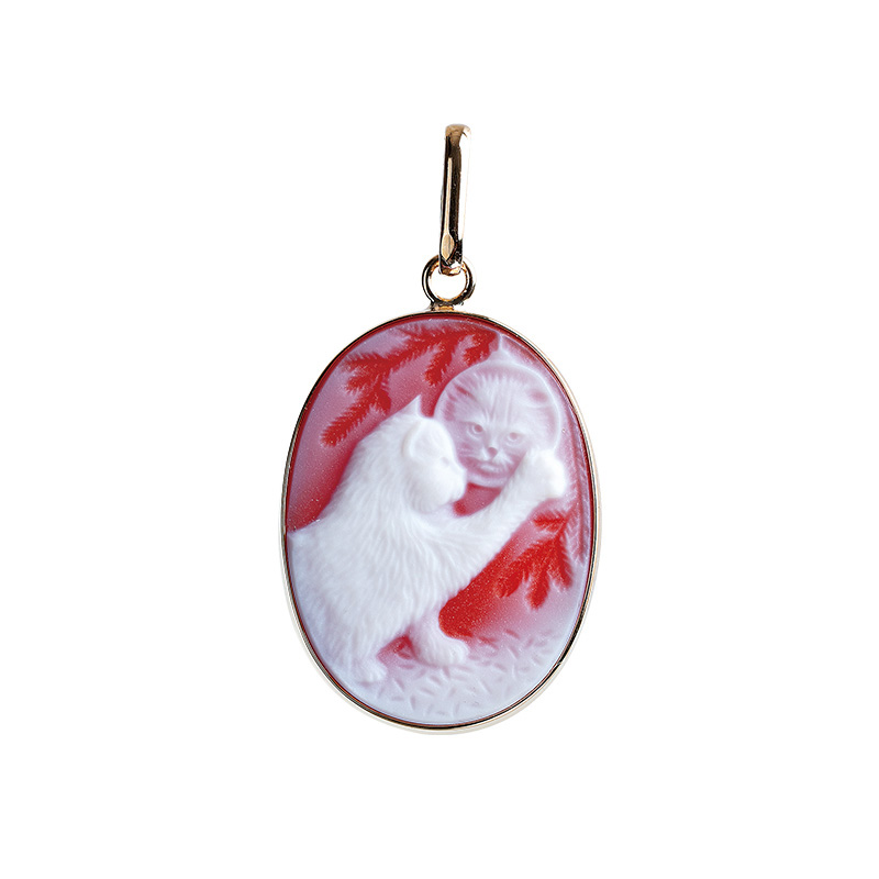 K18YG メノウカメオ ペンダントトップ カメオ 約20×15mm