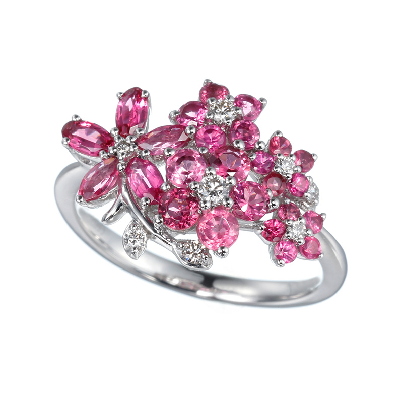 Gstv Pt950 アヤナスピネル ダイヤ 花吹雪 リング Sp 約1 ct D 約0 10ct