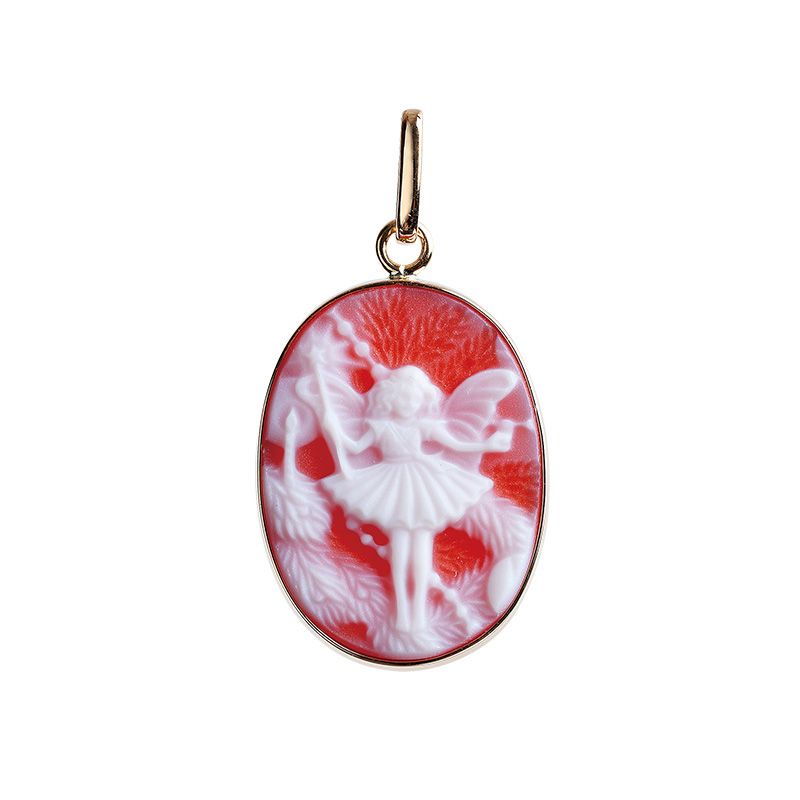 K18YG メノウカメオ ペンダントトップ カメオ 約20×15mm