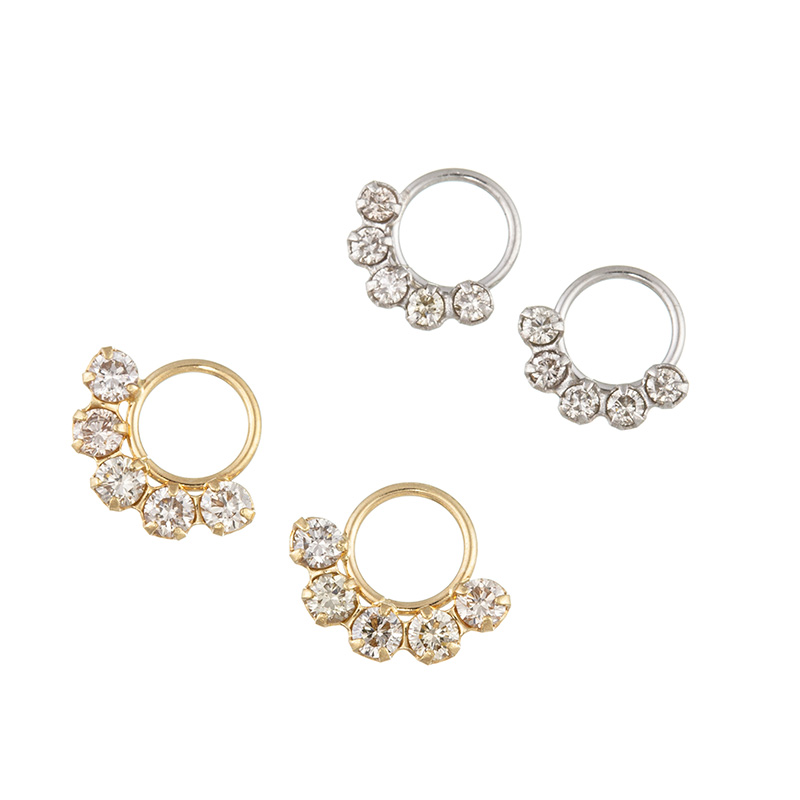 K18YG/PT900  ブラウンダイヤモンド チャーム 2点セット