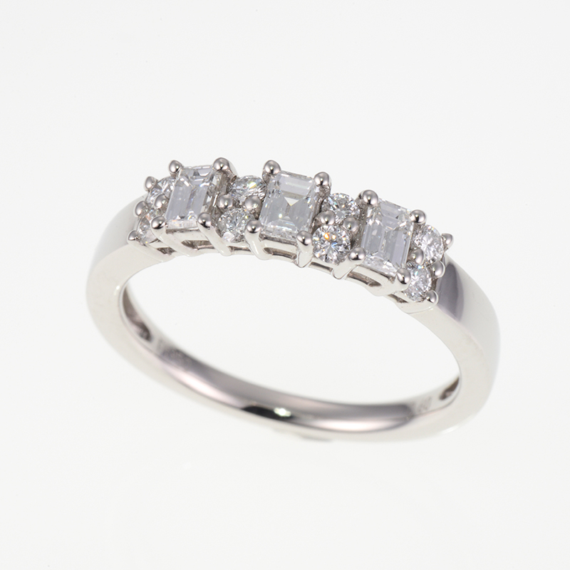 PT950 ダイヤモンド&H&Cダイヤ (リリーカット) リング D約0.42ctD約0.18ct