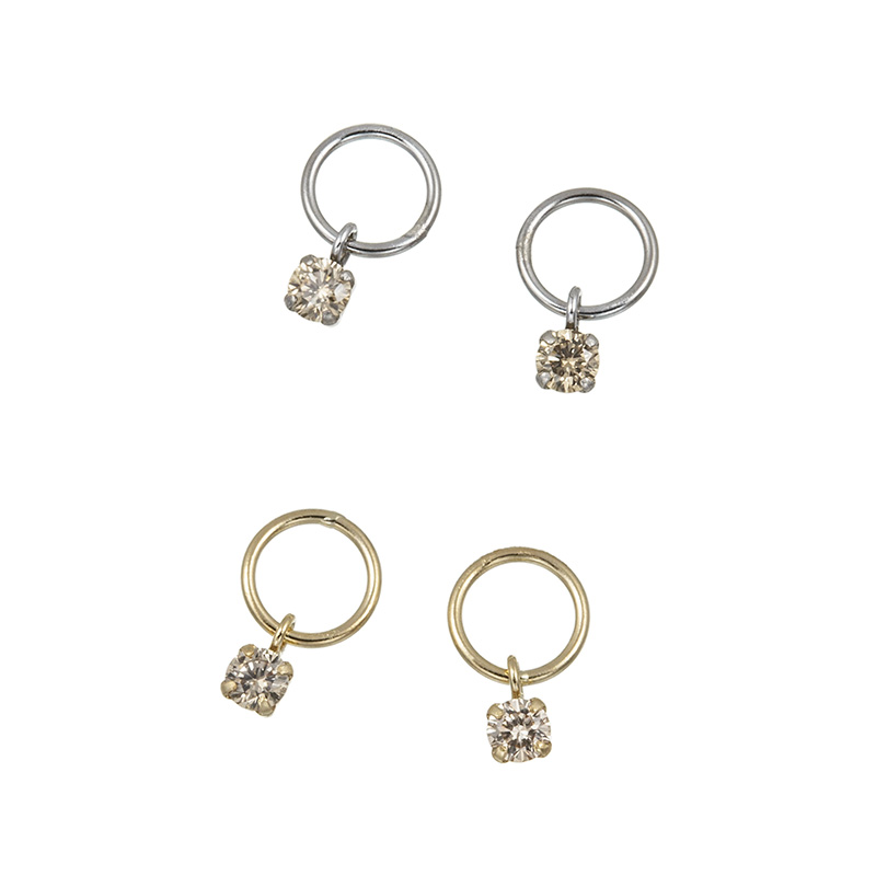 K18YG/PT900ブラウンダイヤモンドチャーム2点セットBRD約0.10ctBRD約0.10ct