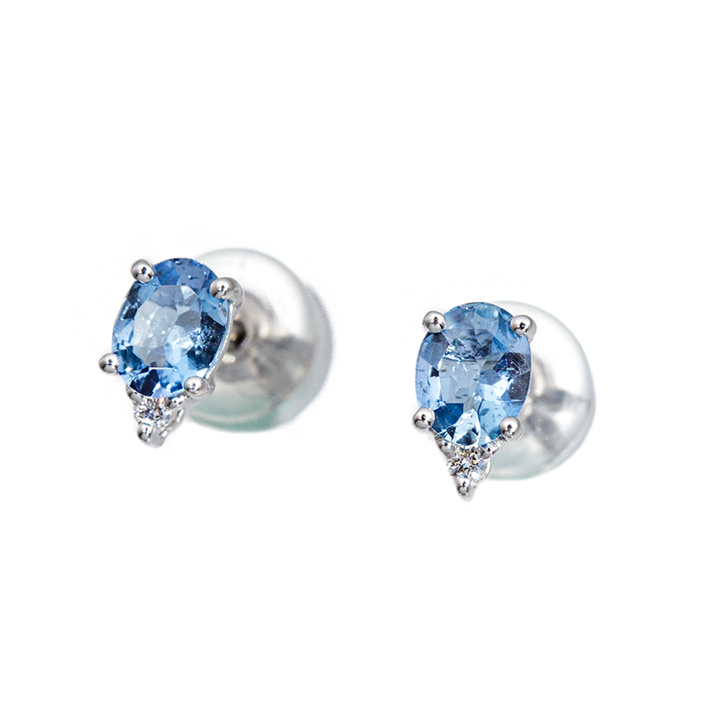 ピアスTキラキラ PT900 ピアス アクアマリン0.62ct ダイヤ0.60ct - ピアス