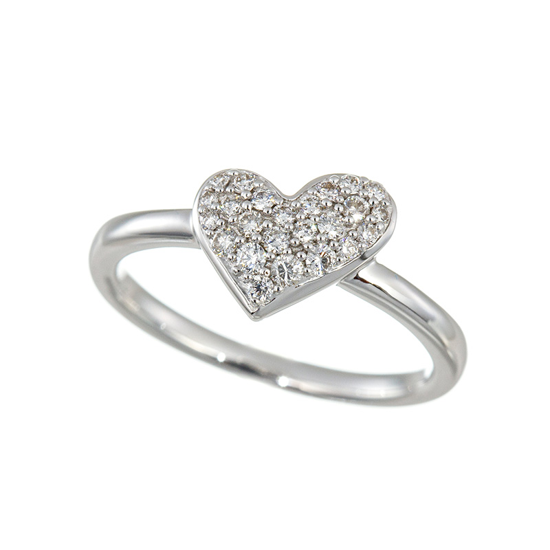K18WG ダイヤモンド ハート リング D 約0.23ct 