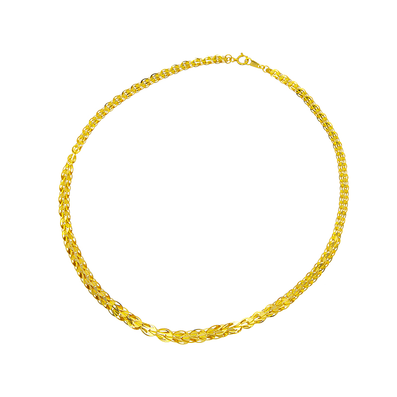 純金 ダブルリーフ グラデーション チェーンネックレス