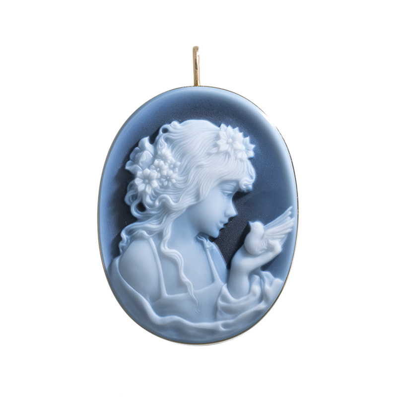 K18YG メノウカメオ ペンダントブローチ カメオ 約45×35mm