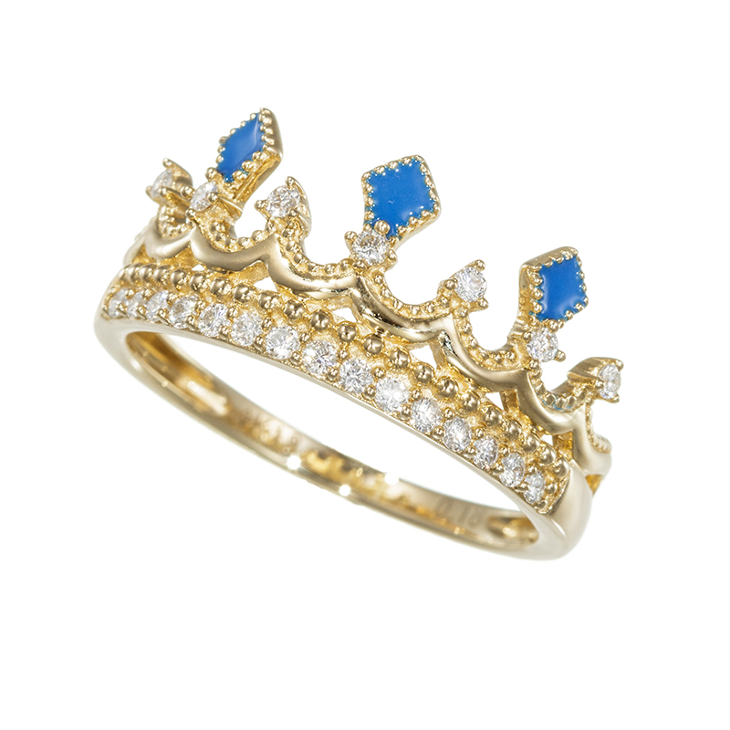 K18YG ダイヤモンド エナメル リング D 約0.18ct 