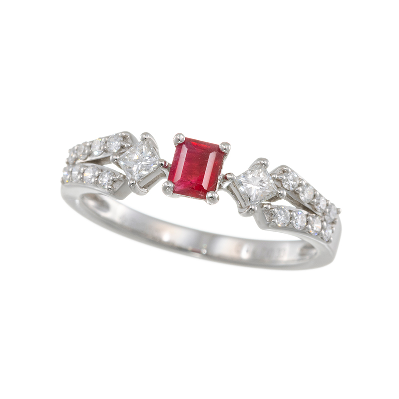 PT950 レッドベリル ダイヤ リング BE 約0.16ct D 約0.33ct 