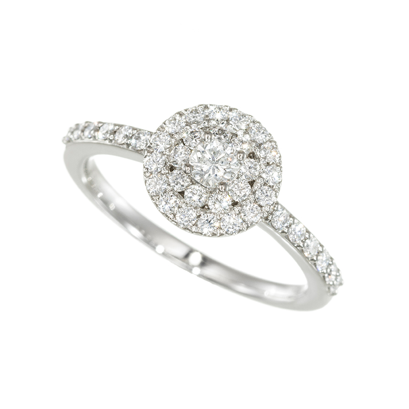 PT950H&Cダイヤモンド&ダイヤ(リリーカット)ロータスリングD 約0.15ct(LI)