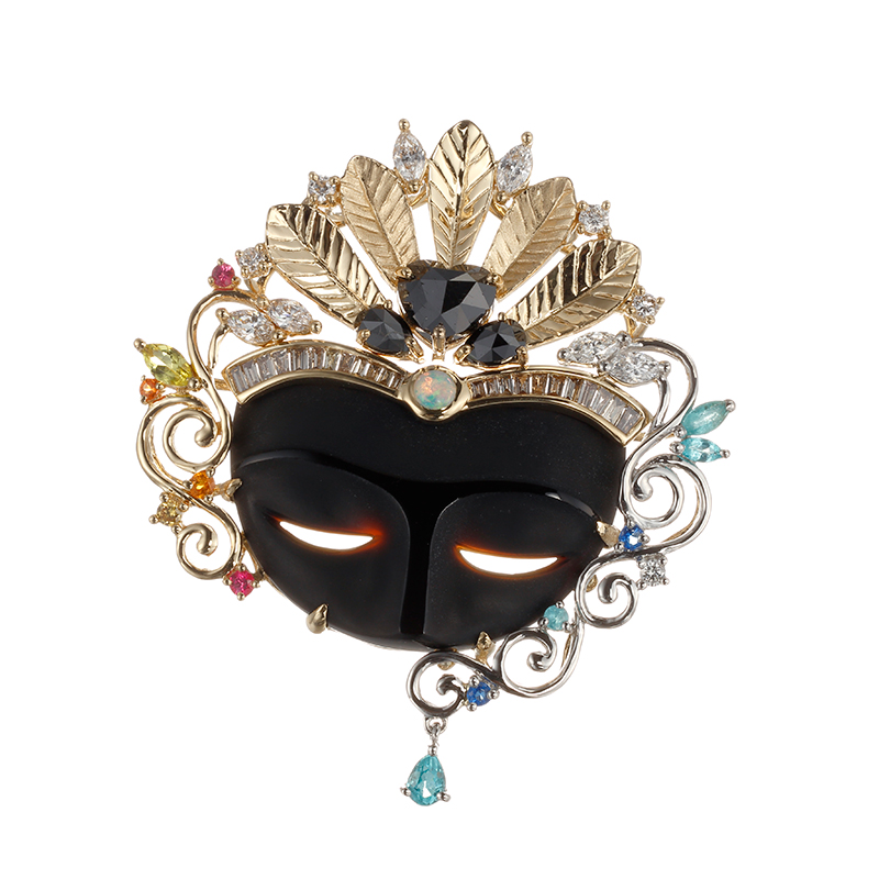 K18YG/PT950エルヴィン・パウリーオニキスファンシーカラーダイヤマルチカラーペンダントトップ