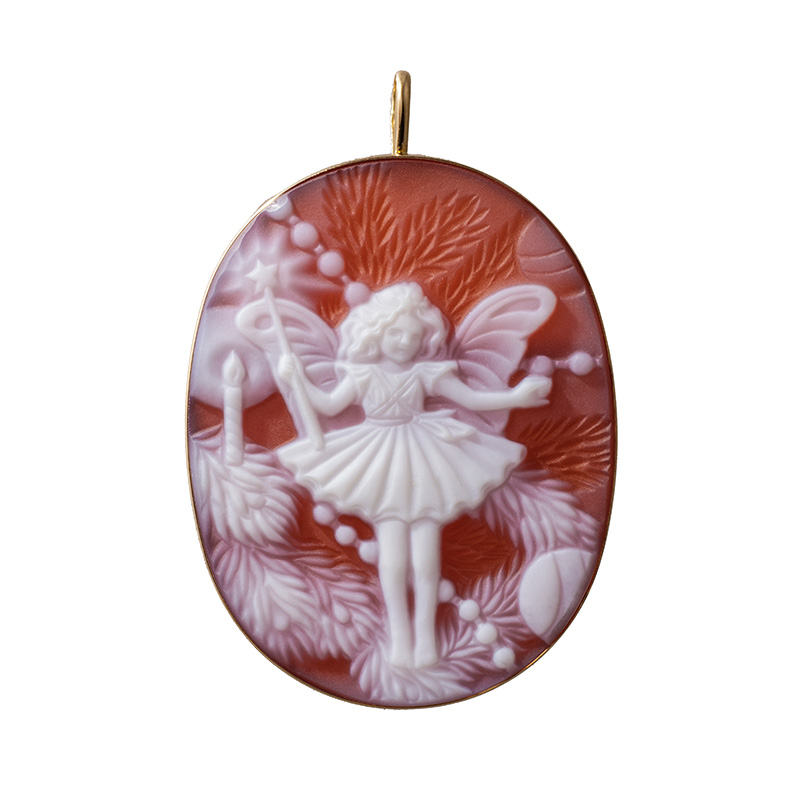 K18YG メノウカメオ ペンダントブローチ カメオ 約45×35mm