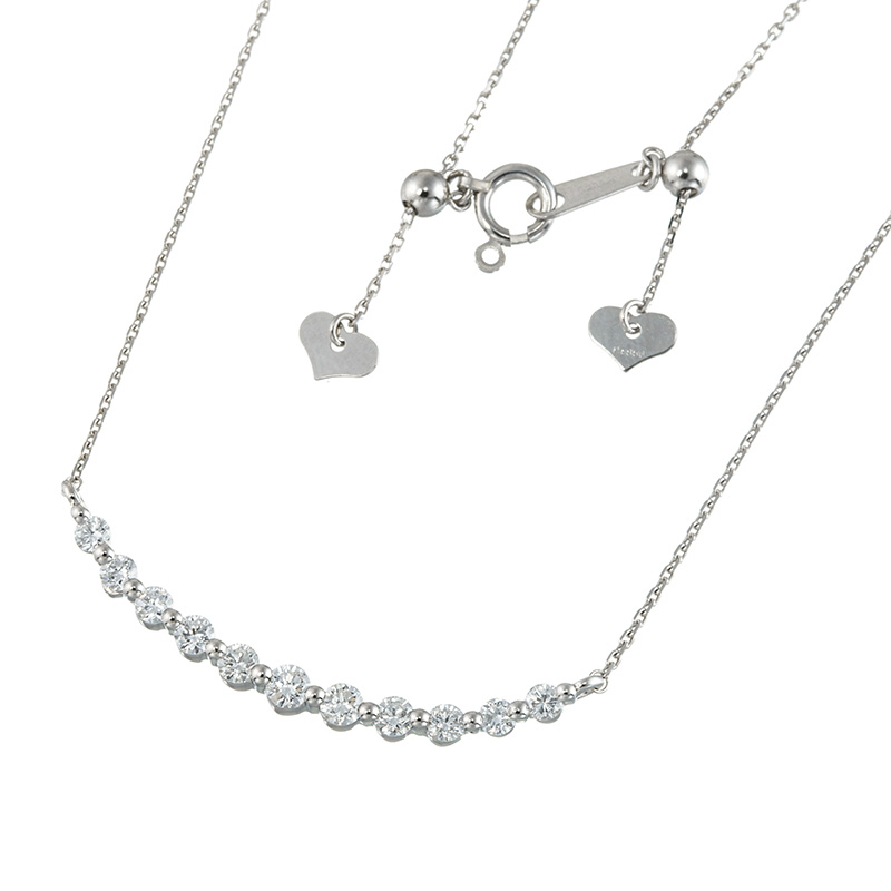PT950/PT850 ダイヤモンド スマイルライン ネックレス D 約0.55ct 