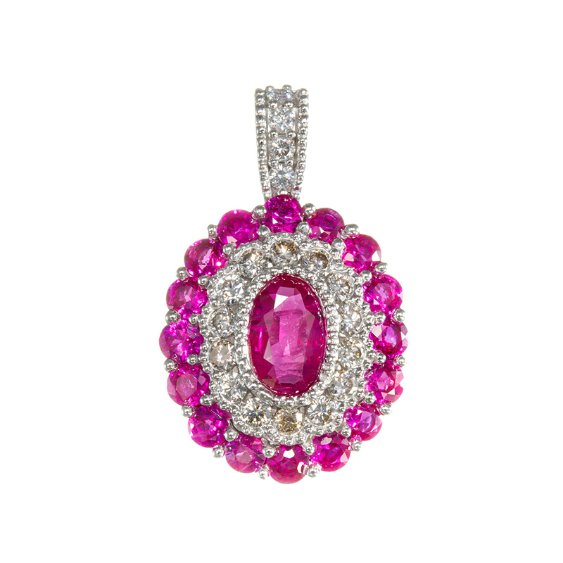 4/美品 K18WG ルビー計1.04ct ダイヤ計0.12 ペンダントトップ 【公式通販】