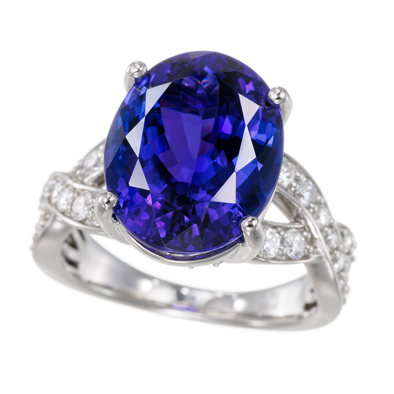 PT950タンザナイト(特優)ダイヤ(リリーダイヤカット)リングTA 9.702ct