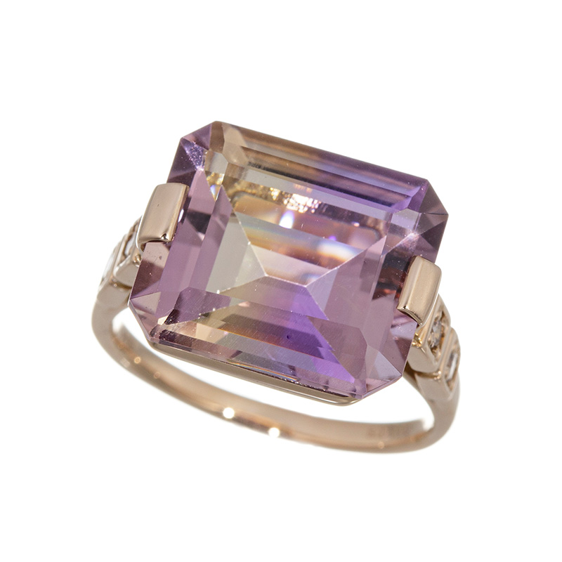 GSTV K18PGアメトリンブラウンダイヤリングAME 約8.00ct BRD