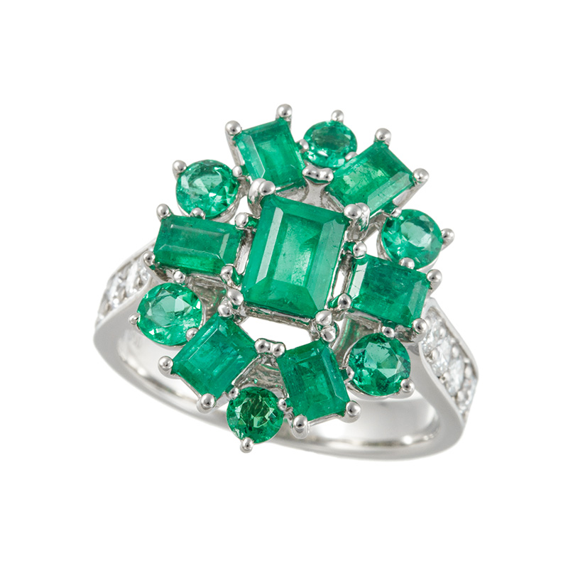 GSTV PT950 コロンビア産エメラルド ダイヤ リング EM 約1.50ct D 約0.35ct