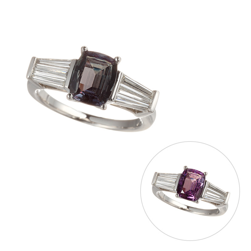 PT950 ブラジル産アレキサンドライト ダイヤ リング AL 1.51ct D 0.60ct 