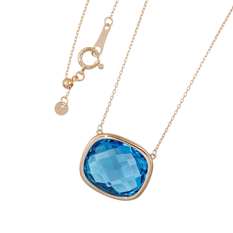 K18PG ブルートパーズ ネックレス TO 約9.00ct 