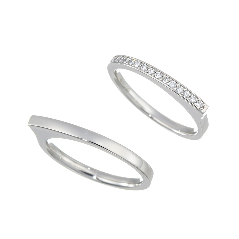 純プラチナ ダイヤモンド ツイン リング ２点セット D 約0.10ct 